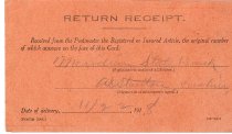 Return postal receipt for Frank Mace