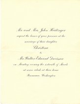Wedding invitation from Mr. and Mrs. John Heidinger for their daughter