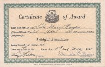 Faithful Attendance award for Lola Rogers