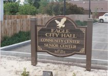 Sign identifying City Hall and Senior Center when on State Street
