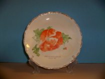 decorative plate-orange poppy w/ gold trim