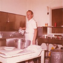 Bill Soren dish duty, Eagle Grill