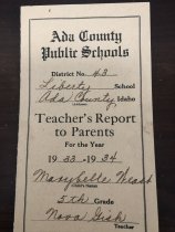 Report Card. 1933-1934