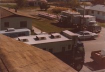 Looking down on Bronco Billy crew trucks