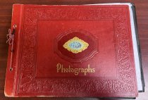 1950's red cardboard Eagle Grade School scrapbook