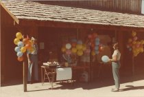 Setting up outside of Eagle Public Library, Eagle Fun Days 1985