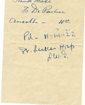 Note to Dr. Parker from Frank Mace