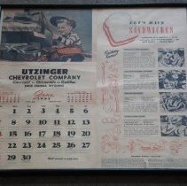 Utzinger Chevrolet Company Calendar