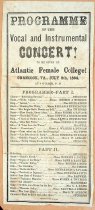 Recital Program from Atlantic Female College