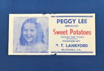 Peggy Lee Brand Sweet Potatoes Label