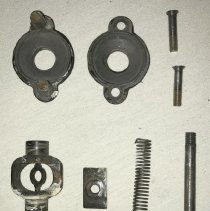 Blake's latch components, fully disassembled