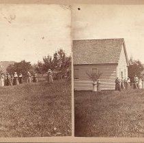 Brigham stereoview - Second family School House with Sisters and students