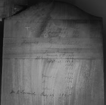 Pencil writing on interior of clock door