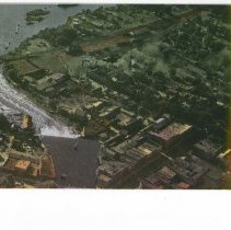Aerial view of Racquette River, Market St., c.1937