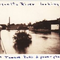Racquette River, looking toward power plant, c.1934