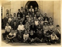 Willits Grammar School 8th grade class with teacher and principal, 1938.
