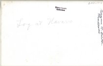 Woman & girl by big redwood log