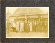 Group in front of Comptche Post Office/Saloon/Store.