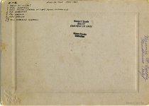 Group posed in front of store/saloon/post office in Melbourne.