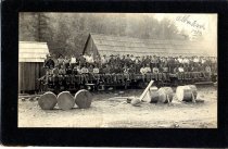 Albion Lumber Company workmen on flat cars at Camp 10 [Tom Bell Flat].