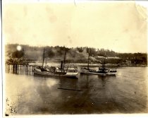 Two steamships at Little River wharf.