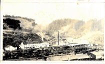 Panorama of exterior of Albion Lumber Company Mill.