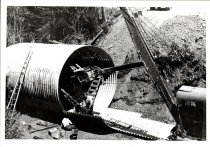 Steam shovel & crew form large culvert in place, Flynn Creek Road, Comptche.