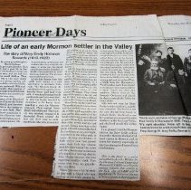 Newspaper clipping Pioneer Days