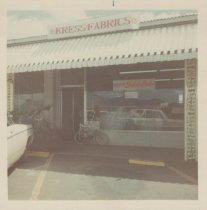 Exterior view of Kress fabrics store front