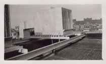 Black and white photograph of Kress rooftop with HVAC vent visible