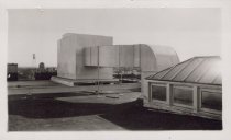 Black and white photograph of Kress rooftop with HVAC ducts visible