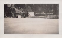 Black and white photograph of Kress rooftop drain looking down