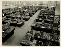 Black and white photograph of interior sales area, received in January 1938