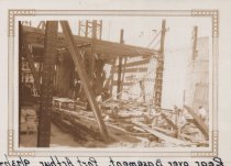 Black and white photograph of Kress construction site with frame being cons