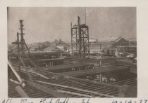 Black and white photograph of Kress rooftop under construction