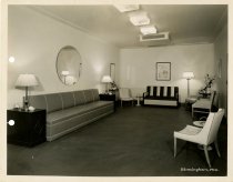 Black and white photograph possibly of interior lounge, taken in October 19