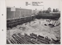 Black and white photograph of construction