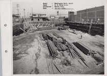 Black and white photograph of construction