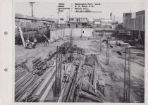 Black and white photograph of construction