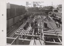 Black and white photograph of construction