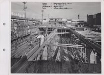 Black and white photograph of construction