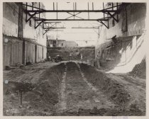 Black and white photograph of construction