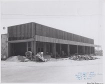 Black and white photograph of construction