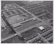 Black and white photograph of bird's eye view