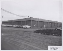 Black and white photograph of back parking lot