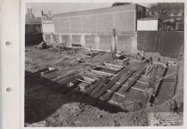 Black and white photograph of construction
