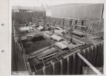 Black and white photograph of construction