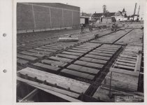 Black and white photograph of construction