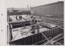 Black and white photograph of construction