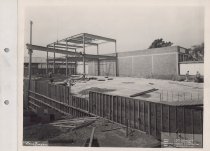 Black and white photograph of construction